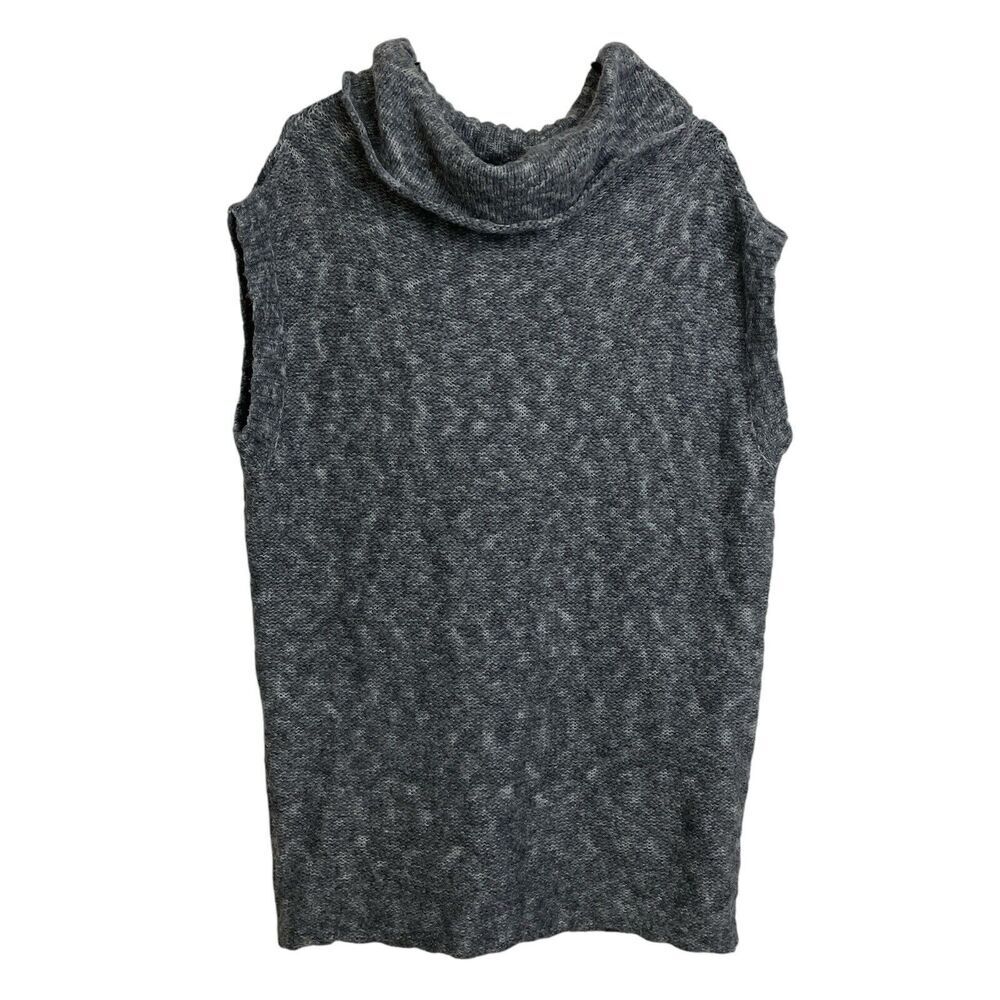 James Perse 3 Sweater Womens Gray Merino Sleeveless Funnel Neck Marled Knit